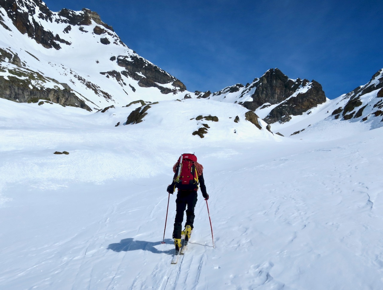 J3 - Vers le Eggerscharte pass. Le couloir final est raide !